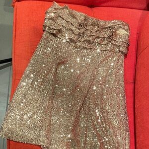 Free People Shimmering Gold A-Line Skirt